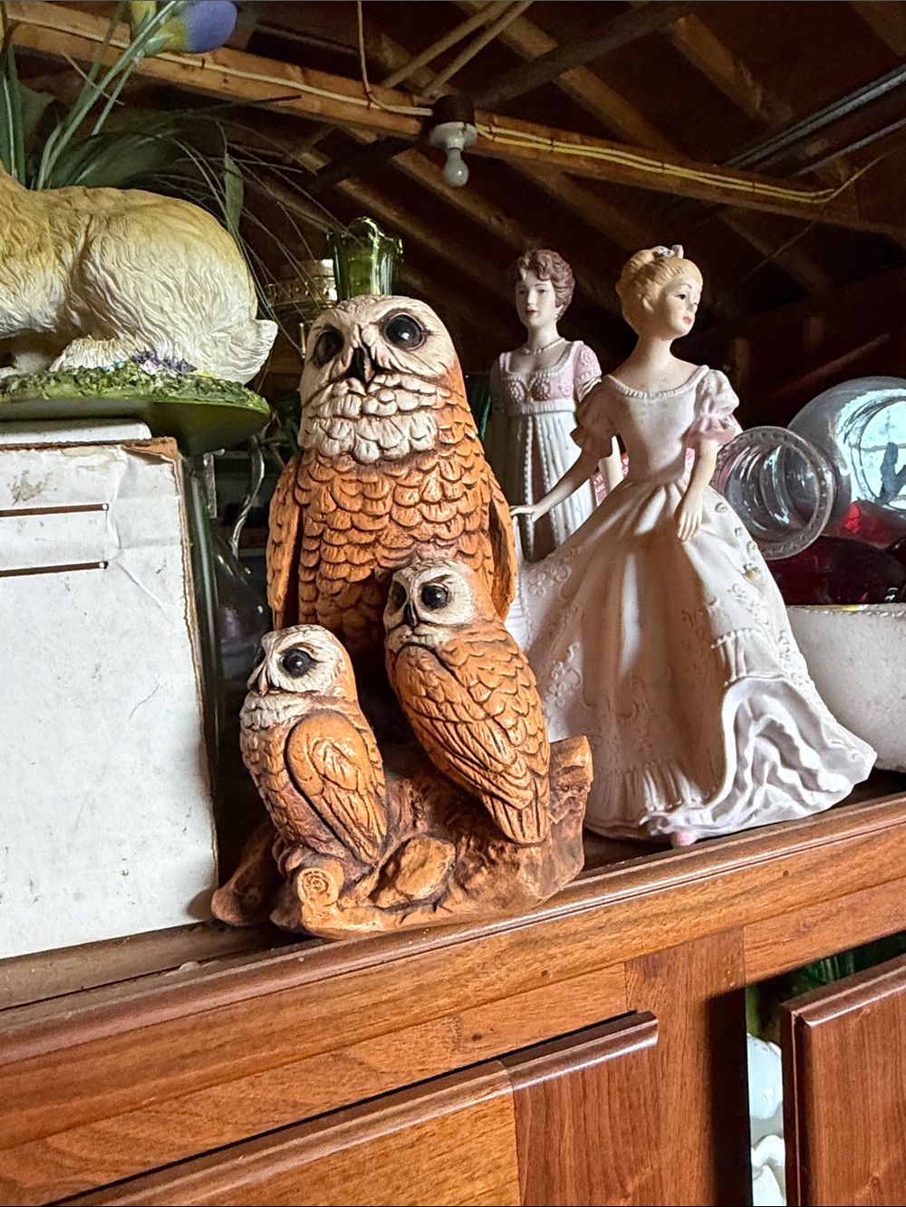 Vintage Rustic Orange Owl Family door stop
